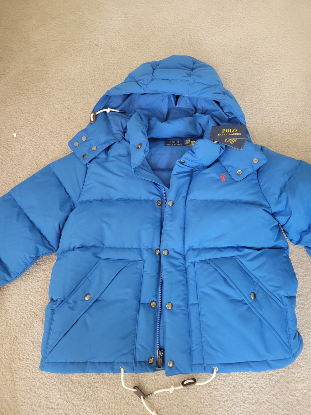 Polo by Ralph Lauren Womens Royal Blue Quilted Hooded Puffer Jacket